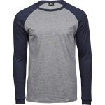 Tee Jays 5072 Heather/Navy Herren-Langarm-Baseball-T-Shirt