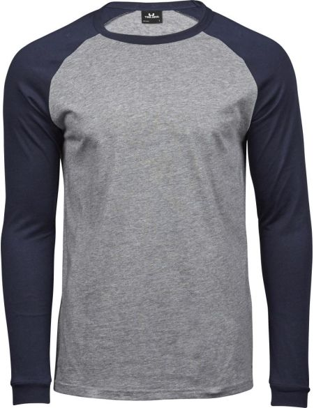 Tee Jays 5072 weiß/schwarzes langärmliges Baseball-T-Shirt für Herren