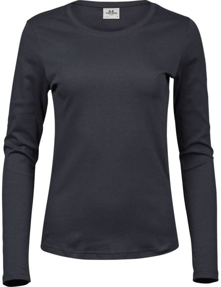 Damen T-Shirt Interlock mit langen Ärmeln Tee Jays 590 dunkelgrau