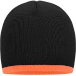 Strickmütze mit Kontrastbesatz Myrtle Beach MB7584 schwarz/orange