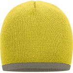 Strickmütze mit Kontrastbesatz Myrtle Beach MB7584 gelb/hellgrau
