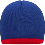Strickmütze mit Kontrastbesatz Myrtle Beach MB7584 Royal/Rot