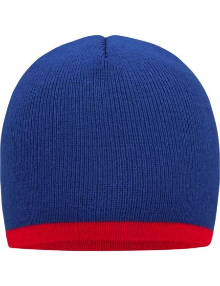 Strickmütze mit Kontrastbesatz Myrtle Beach MB7584 Royal/Rot