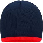 Strickmütze mit Kontrastbesatz Myrtle Beach MB7584 Marineblau/Rot