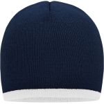 Strickmütze mit Kontrastbesatz Myrtle Beach MB7584 marine/weiß