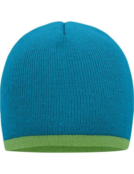 Strickmütze mit Kontrastbesatz Myrtle Beach MB7584 türkis/lindgrün