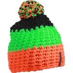 Myrtle Beach Bommel-Häkelmütze MB7940 neonorange/neongrün/schwarz