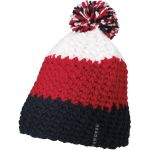 Myrtle Beach Bommel-Häkelmütze MB7940 Marineblau/Rot/Weiß