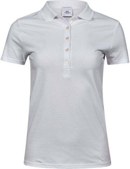 Luxuriöses Damen-Poloshirt aus elastischem Piqué Tee Jays 145 weiß