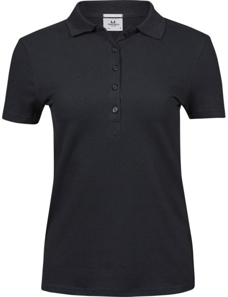 Luxuriöses Damen-Poloshirt aus elastischem Piqué Tee Jays 145 schwarz
