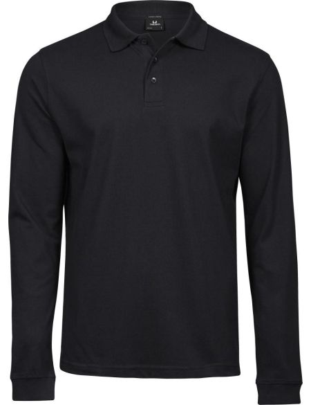 Poloshirt Herren elastisches Piqué mit langen Ärmeln Tee Jays 1406 schwarz