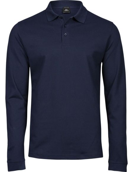 Poloshirt Herren elastisches Piqué mit langen Ärmeln Tee Jays 1406 weiß