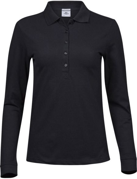 Luxuriöses Damen-Poloshirt aus elastischem Piqué mit langen Ärmeln Tee Jays 146 schwarz