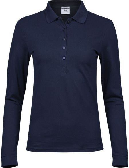 Luxuriöses Damen-Poloshirt aus elastischem Piqué mit langen Ärmeln Tee Jays 146 weiß