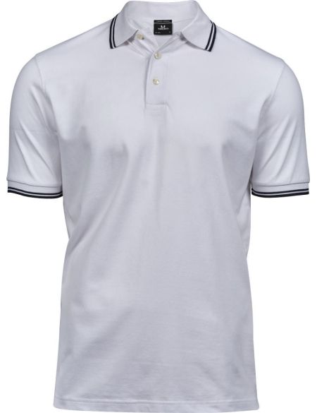 Poloshirt Herren elastisches Piqué Tee Jays 1407 weiß/navy