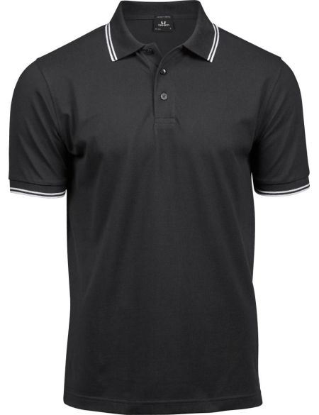Poloshirt Herren elastisches Piqué Tee Jays 1407 schwarz/weiß