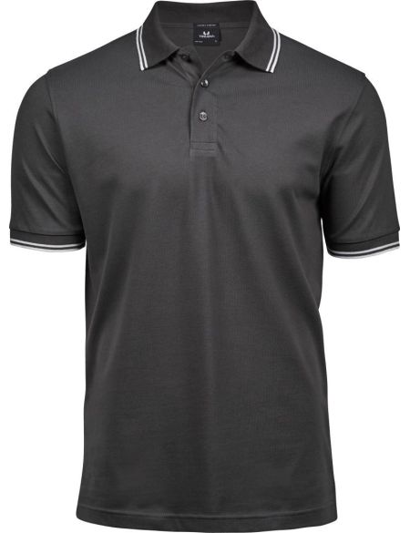 Poloshirt Herren elastisches Piqué Tee Jays 1407 dunkelgrau/weiß