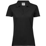 Luxus-Piqué-Poloshirt für Damen mit V-Ausschnitt Tee Jays 1409 schwarz