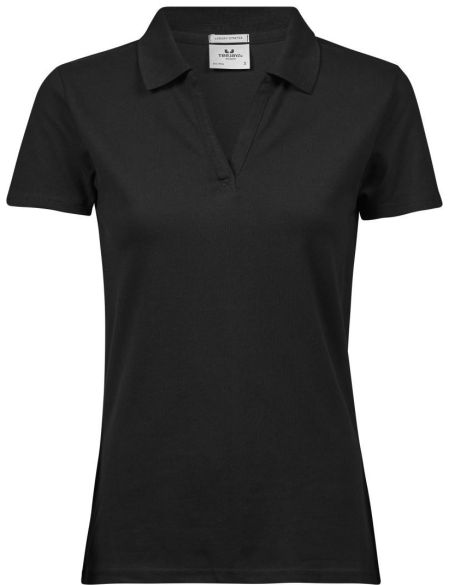 Luxus-Piqué-Poloshirt für Damen mit V-Ausschnitt Tee Jays 1409 schwarz