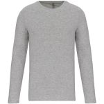 Kariban K3016 hellgrau meliertes elastisches Herren-T-Shirt mit langen Ärmeln