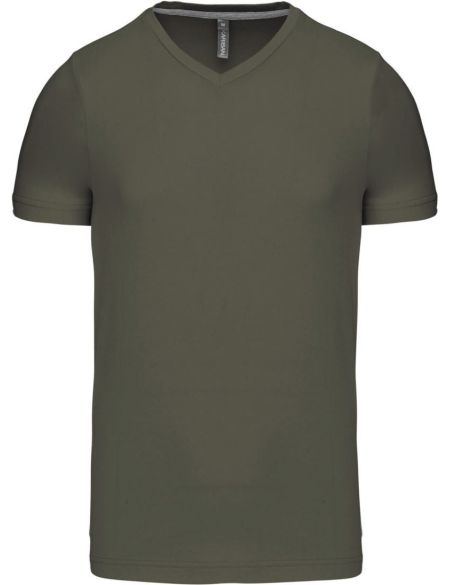 Herren-T-Shirt mit V-Ausschnitt Kariban K357, dunkles Khaki