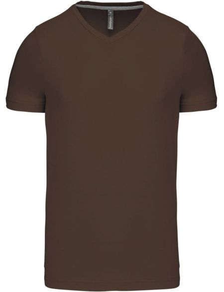 Herren-T-Shirt mit V-Ausschnitt Kariban K357 Schokolade