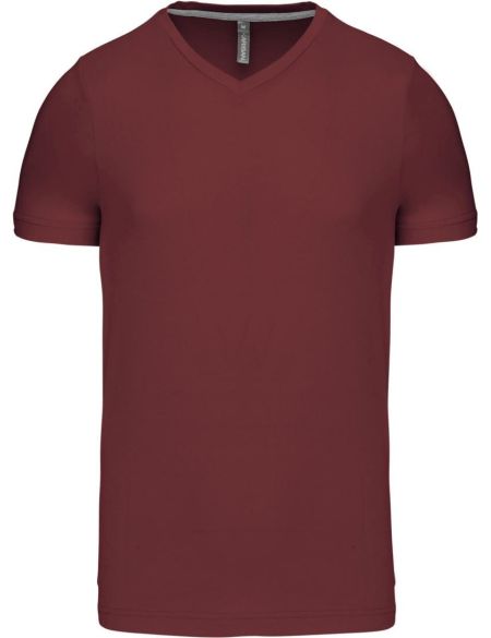 Herren-T-Shirt mit V-Ausschnitt Kariban K357 Wein