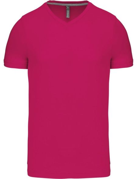 Herren-T-Shirt mit V-Ausschnitt Kariban K357 Fuchsia