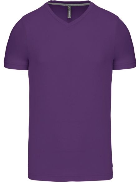 Kariban K357 lila Herren-T-Shirt mit V-Ausschnitt