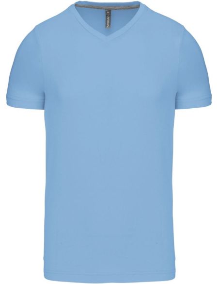 Herren-T-Shirt mit V-Ausschnitt Kariban K357 himmelblau