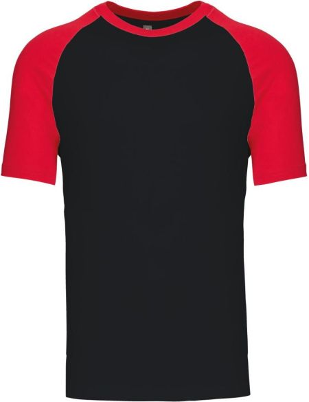 Baseball-T-Shirt Kariban K330 schwarz/rot
