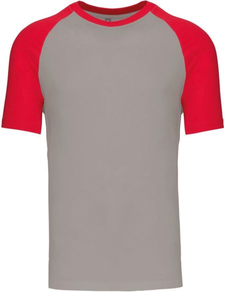 Baseball-T-Shirt Kariban K330 hellgrau/rot