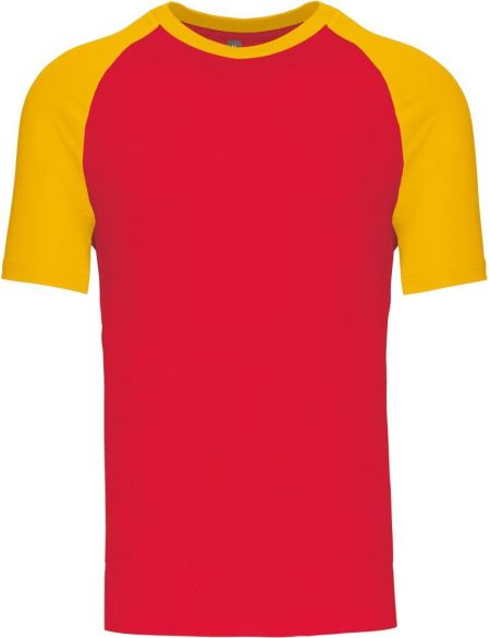 Baseball-T-Shirt Kariban K330 rot/gelb
