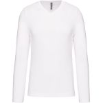 T-Shirt für Herren mit V-Ausschnitt und langen Ärmeln Kariban K358 weiß