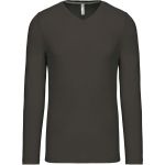 Herren-T-Shirt mit V-Ausschnitt und langen Ärmeln Kariban K358 Dunkelgrau