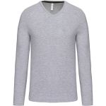 Herren-T-Shirt mit V-Ausschnitt und langen Ärmeln Kariban K358 Oxford-Grau