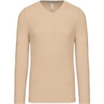Herren-T-Shirt mit V-Ausschnitt und langen Ärmeln Kariban K358 hellsand
