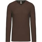 Herren-T-Shirt mit V-Ausschnitt und langen Ärmeln Kariban K358 Schokolade