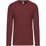 Herren-T-Shirt mit V-Ausschnitt und langen Ärmeln Kariban K358 Wein