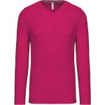 Kariban K358 fuchsiafarbenes Herren-T-Shirt mit V-Ausschnitt und langen Ärmeln