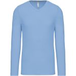 T-Shirt für Herren mit V-Ausschnitt und langen Ärmeln Kariban K358 himmelblau