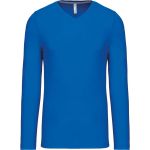 Herren-T-Shirt mit V-Ausschnitt und langen Ärmeln Kariban K358 in hellem Königsblau
