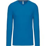 Herren-T-Shirt mit V-Ausschnitt und langen Ärmeln Kariban K358 Tropenblau