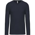 T-Shirt für Herren mit V-Ausschnitt und langen Ärmeln Kariban K358 Marineblau