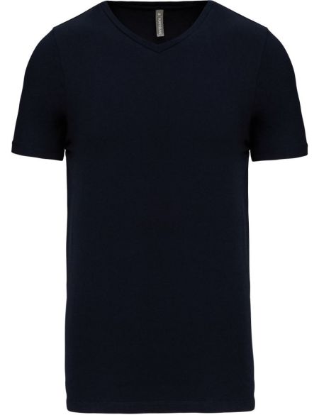 T-Shirt Herren elastisches T-Shirt mit V-Ausschnitt Kariban K3014 weiß