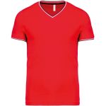 Herren-Piqué-T-Shirt mit V-Ausschnitt Kariban K374 rot/marine/weiß