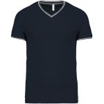 Herren-Piqué-T-Shirt mit V-Ausschnitt Kariban K374 Marineblau/Hellgrau/Weiß
