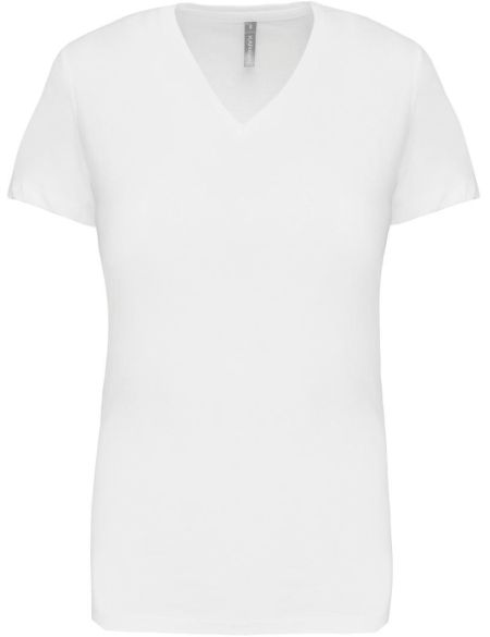 Damen-T-Shirt mit V-Ausschnitt Kariban K381 weiß