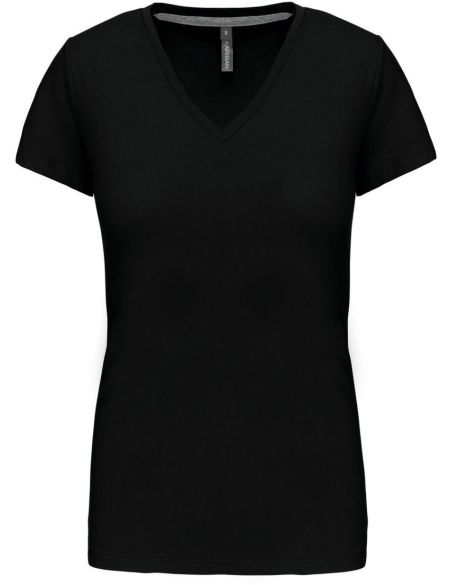 Damen-T-Shirt mit V-Ausschnitt Kariban K381 schwarz
