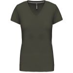 Damen-T-Shirt mit V-Ausschnitt Kariban K381 dunkles Khaki